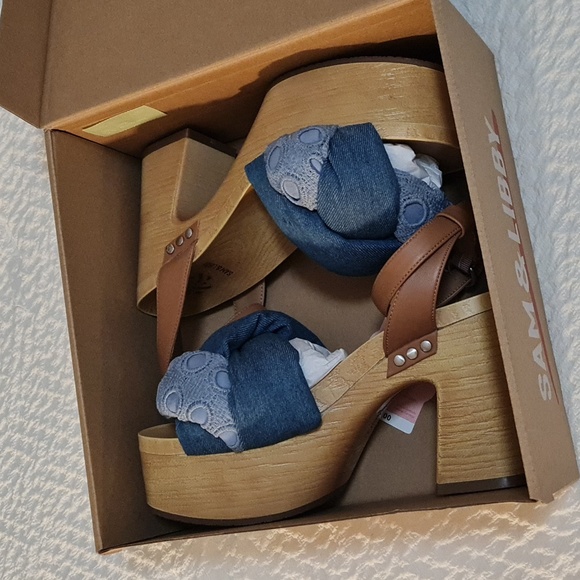 Sam & Libby Women's Cassandra Puffy Platform Sandal,Blue Various Sz - Picture 7 of 9